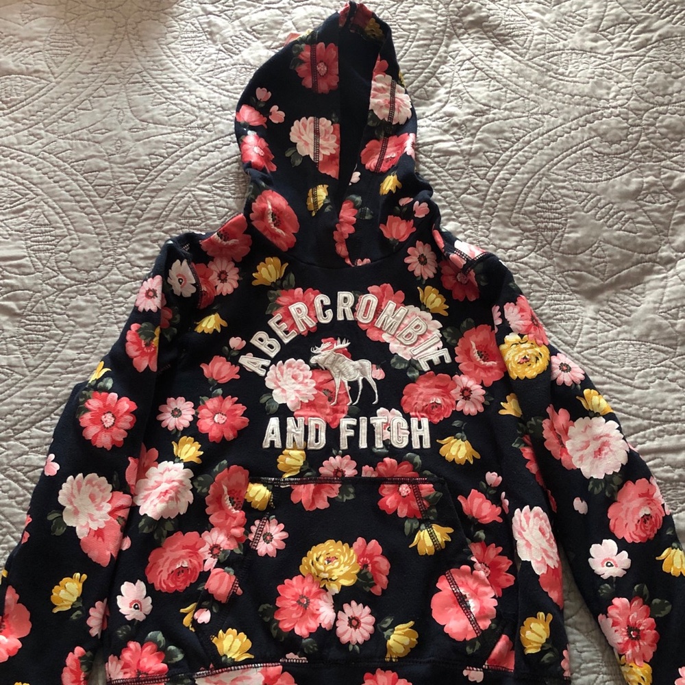 Girls Abercrombie & Fitch floral hoodie 11/12 NWOT